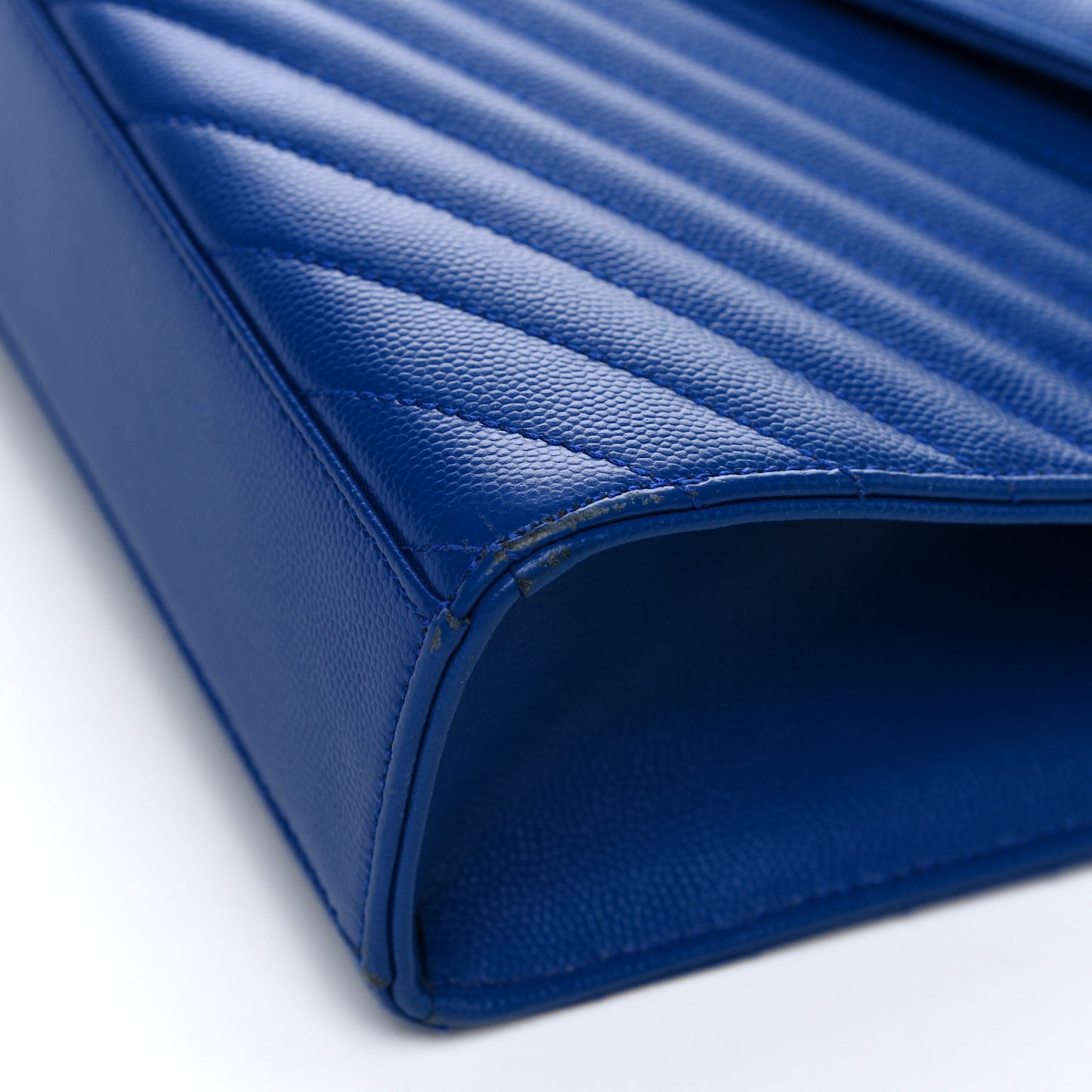 Grain De Poudre Matelasse Chevron Large Monogram Satchel Blue Majorelle