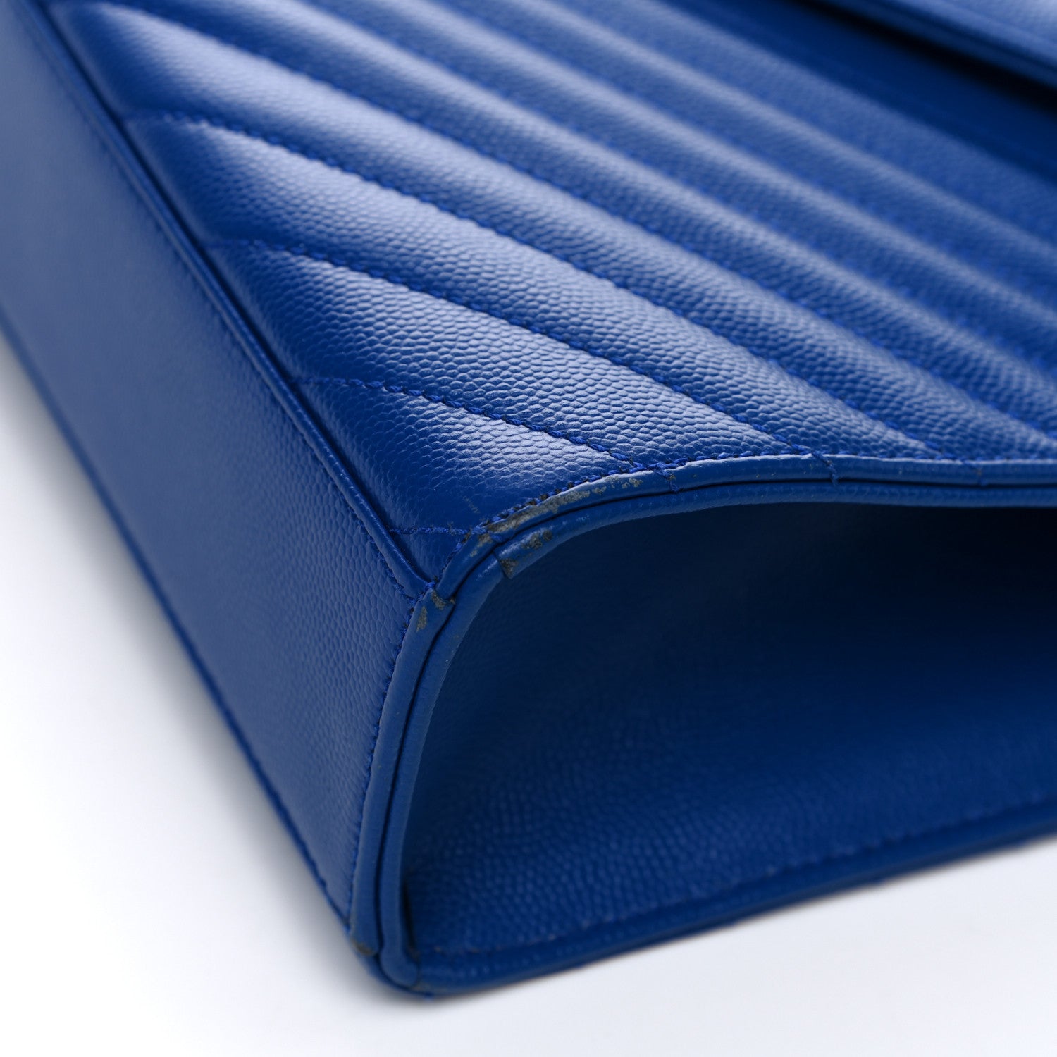 Saint Laurent Grain De Poudre Matelasse Chevron Large Monogram Satchel Blue Majorelle 11 of 16