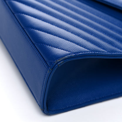 Saint Laurent Grain De Poudre Matelasse Chevron Large Monogram Satchel Blue Majorelle 11 of 16