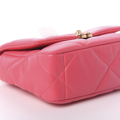 Chanel Shiny Goatskin Quilted Medium 19 Flap Dark Pink 9 of 10