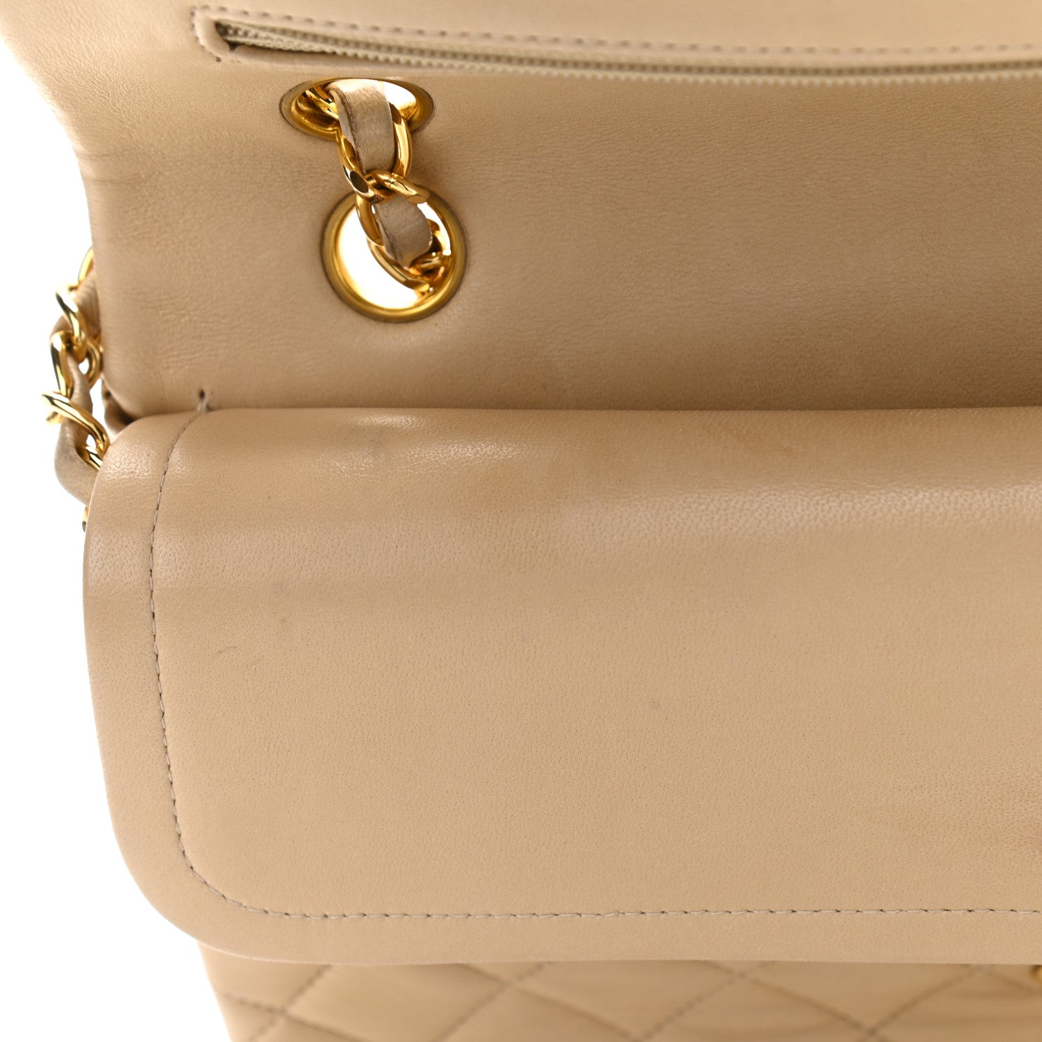 Chanel Lambskin Quilted Medium Double Flap Beige 15 of 20