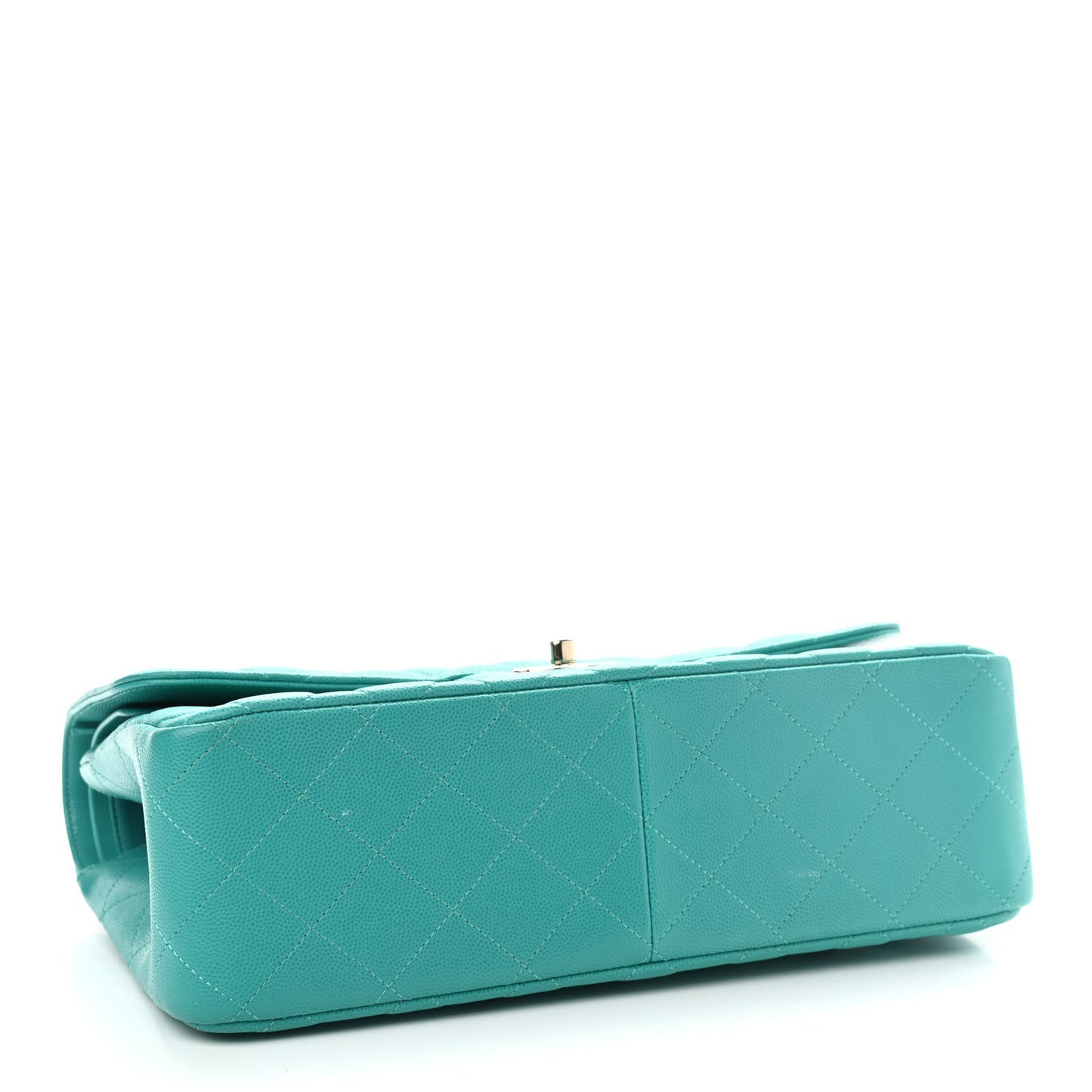 Caviar Quilted Jumbo Double Flap Turquoise