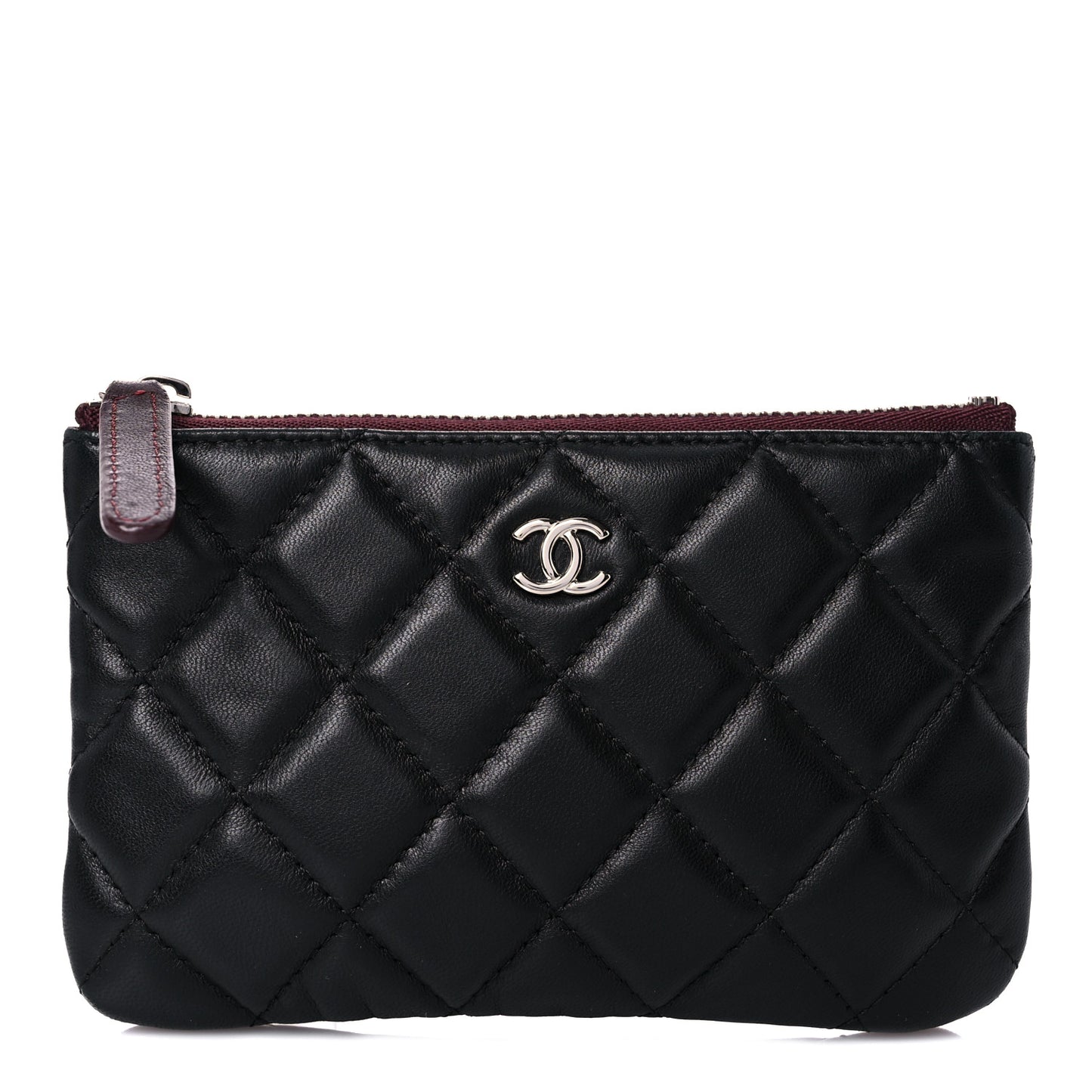 Lambskin Quilted Small Cosmetic Case Black
