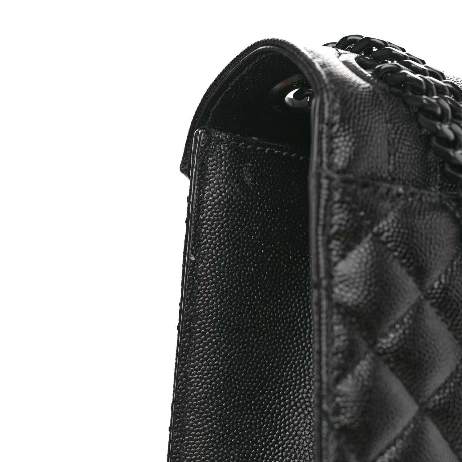 Saint Laurent Grain De Poudre Textured Mixed Matelasse Large Triquilt Monogram Monochrome Satchel Black 11 of 13