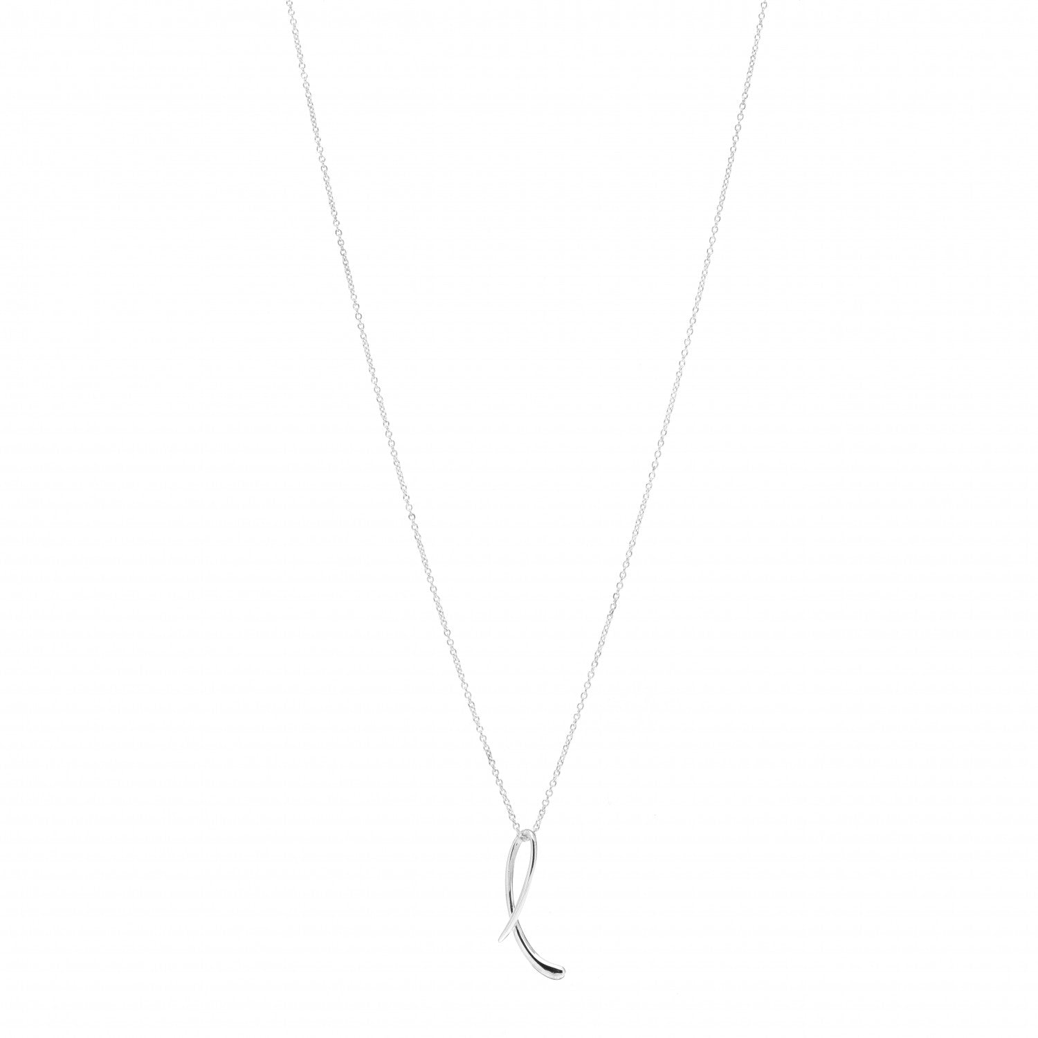 Tiffany Sterling Silver Elsa Peretti Letter L Pendant Necklace 1 of 4