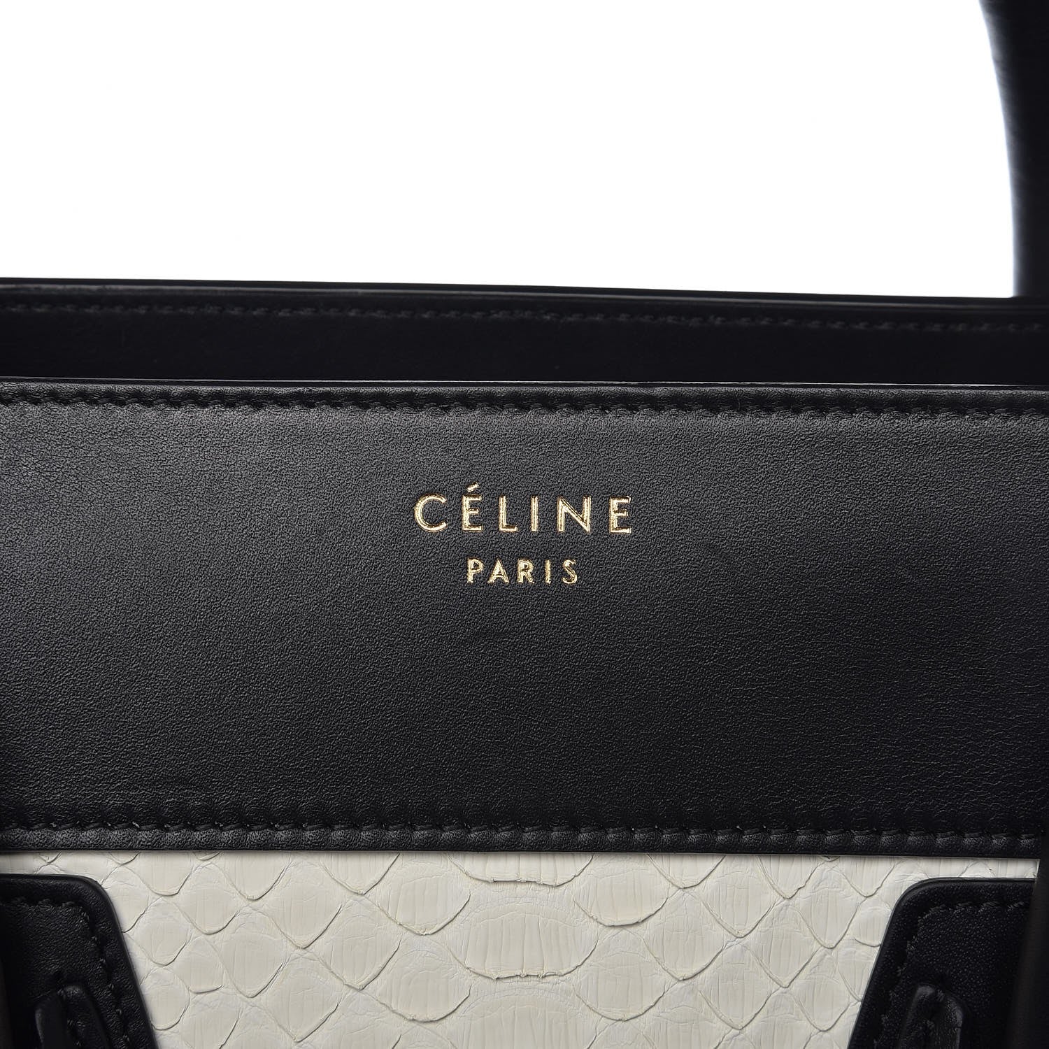 Celine Python Smooth Calfskin Mini Luggage Black White 7 of 10