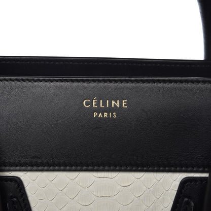 Celine Python Smooth Calfskin Mini Luggage Black White 7 of 10
