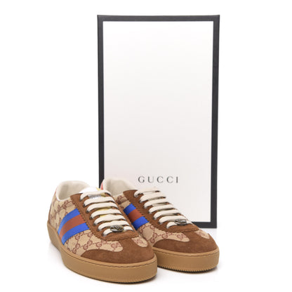 Gucci GG Monogram Suede Web Mens G74 Sneakers 9.5 Beige Ruggine Cuir 10 of 10