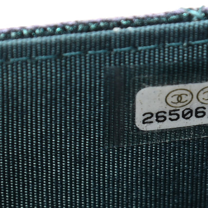 Chanel Iridescent Caviar Quilted Filigree Flap Card Holder Dark Turquoise 13 of 14