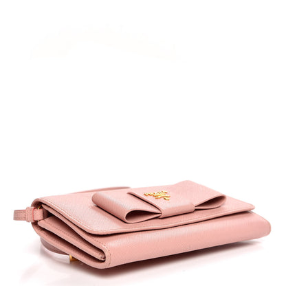 Prada Saffiano Fiocco Bow Flap Wallet Orchidea 4 of 9