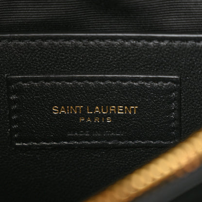 Saint Laurent Sheepskin Matelasse Chevron Monogram Medium College Bag Black 6 of 11