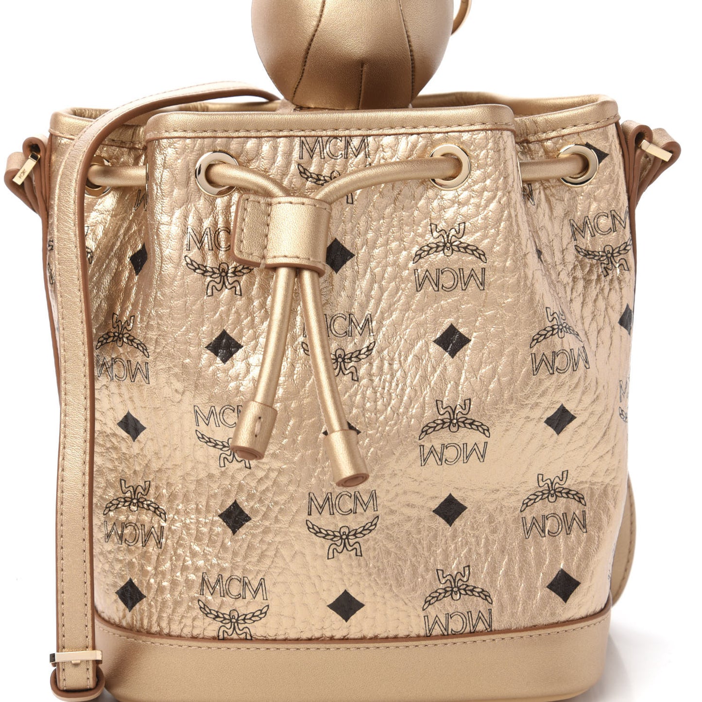 Metallic Visetos Zoo Rabbit Drawstring Bucket Bag Berlin Gold