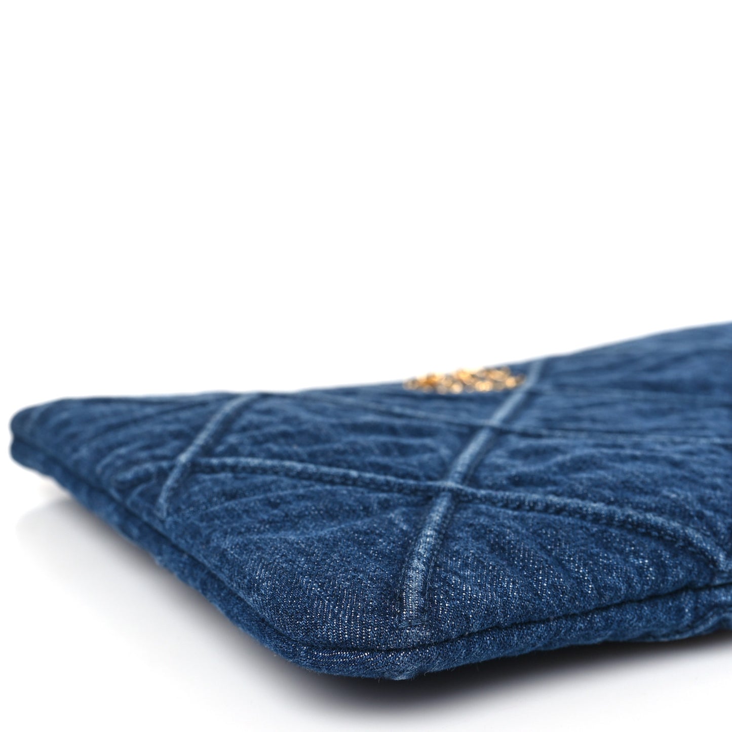 Denim Quilted Large Chanel 19 Cosmetic Case Blue