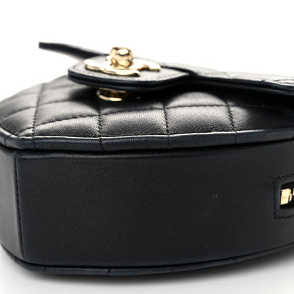 Chanel Lambskin Quilted CC In Love Heart Clutch With Chain Black 10 of 11