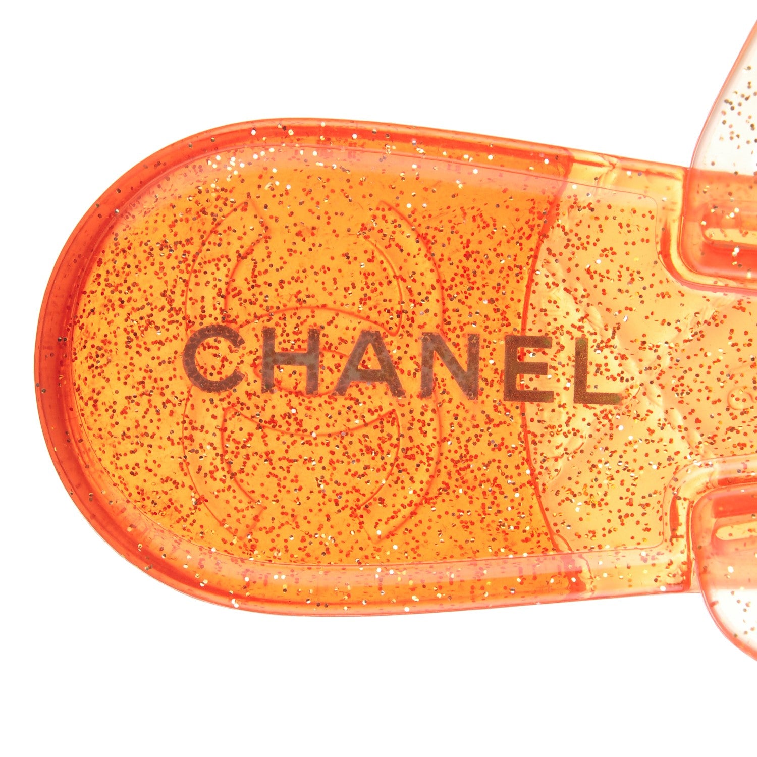 Chanel Jelly Camellia Glitter Thong Sandals 37 Orange 8 of 8