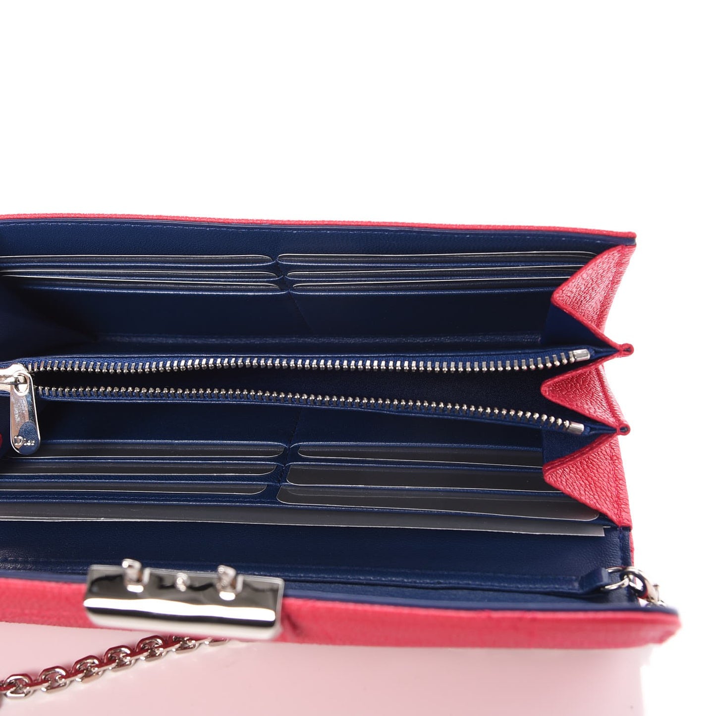 Grained Calfskin Cannage Miss Dior Chain Wallet Fuchsia