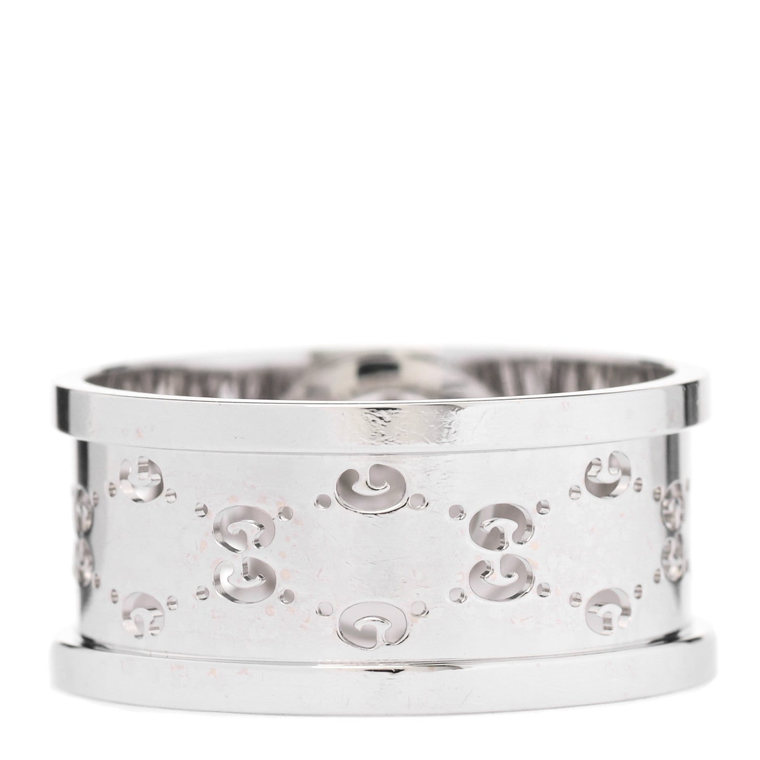 Gucci 18K White Gold Diamond 10.5mm Icon Twirl Band Ring 63 10.25 3 of 5