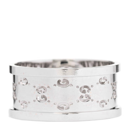 Gucci 18K White Gold Diamond 10.5mm Icon Twirl Band Ring 63 10.25 3 of 5