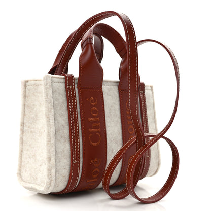Chloe Felt Calfskin Mini Woody Ribbon Tote Cement Beige 3 of 8