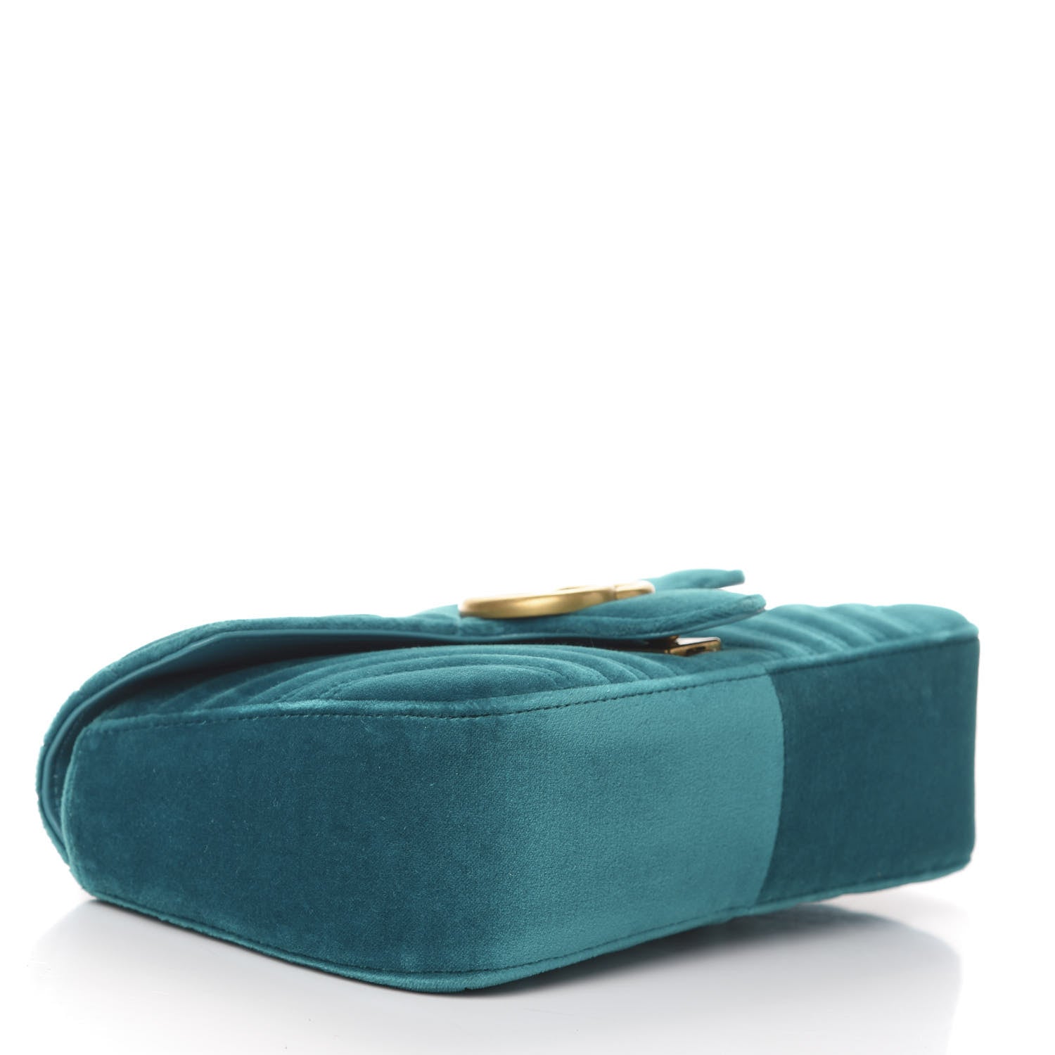 Gucci Velvet Matelasse Small GG Marmont Shoulder Bag Pavone Cyan 4 of 11