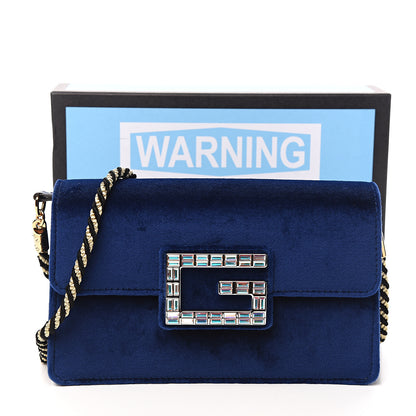 Gucci Velvet Crystal Square G Shoulder Bag Cobalt Blue 10 of 10