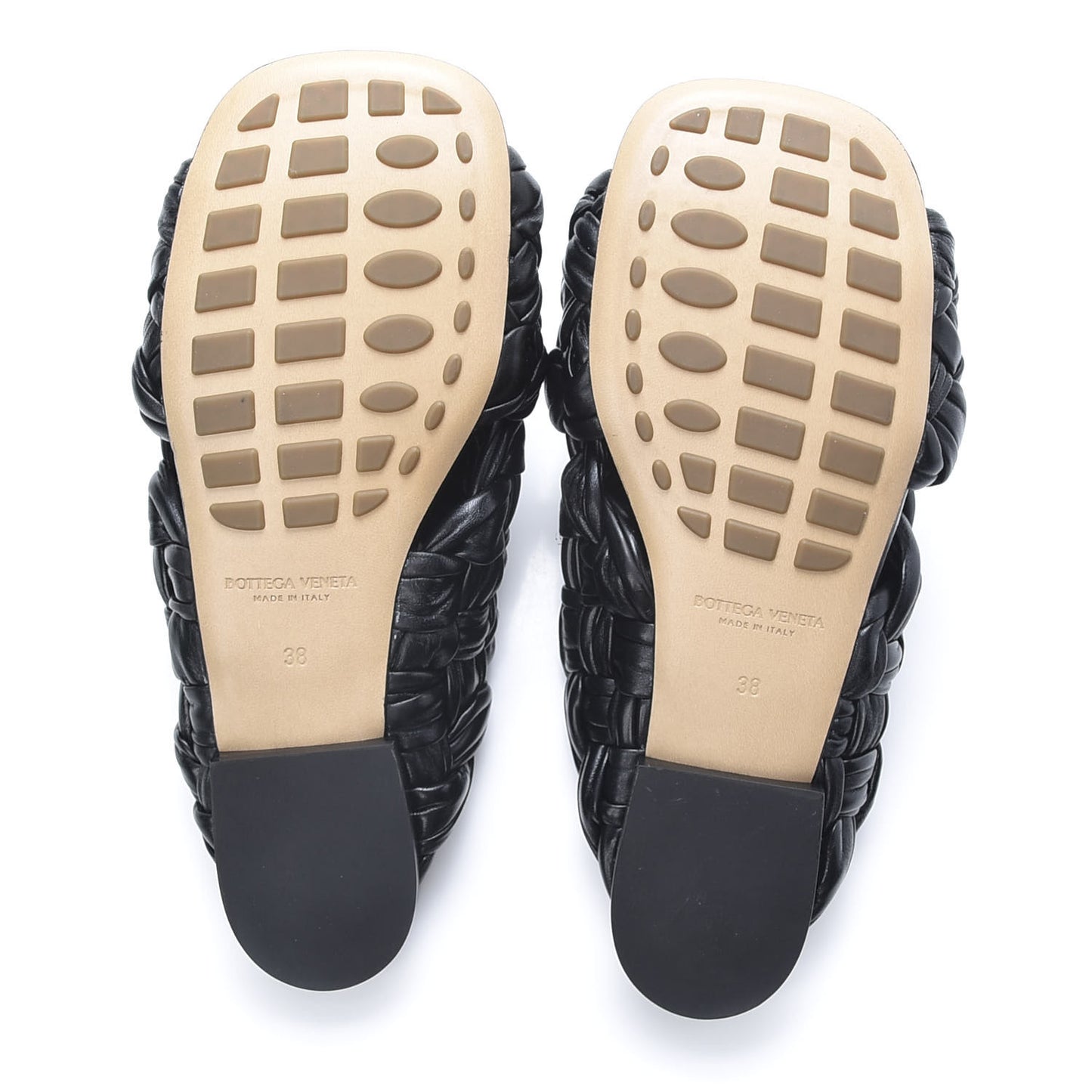 Shiny Nappa Intrecciato The Board Flat Sandals 38 Black