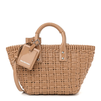 Balenciaga Varnished Faux Calfskin Braided XS Bistro Basket Beige 1 of 8