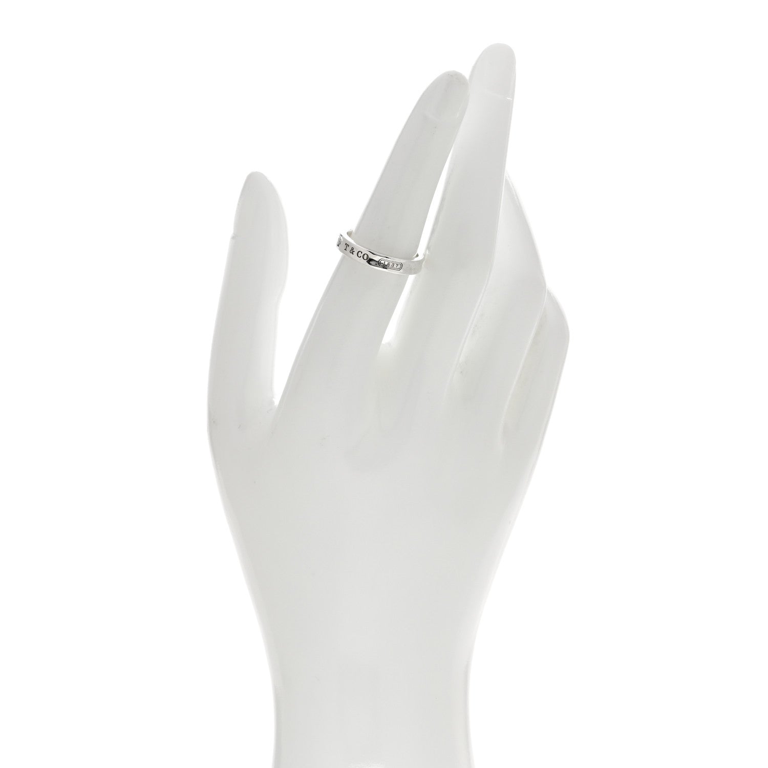Tiffany Sterling Silver Narrow 1837 Band Ring 53 6.5 2 of 4