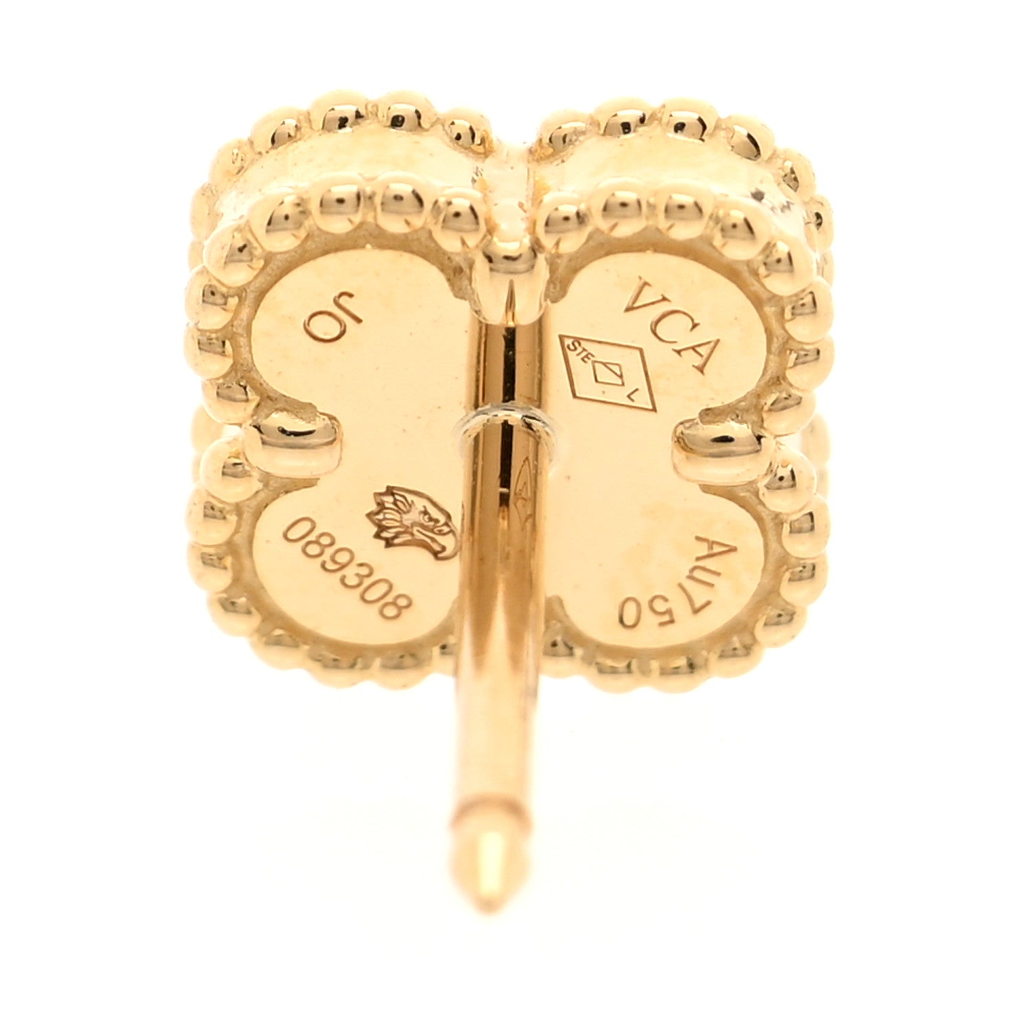 Van Cleef & Arpels 18K Yellow Gold Mother of Pearl Sweet Alhambra Earrings 4 of 5