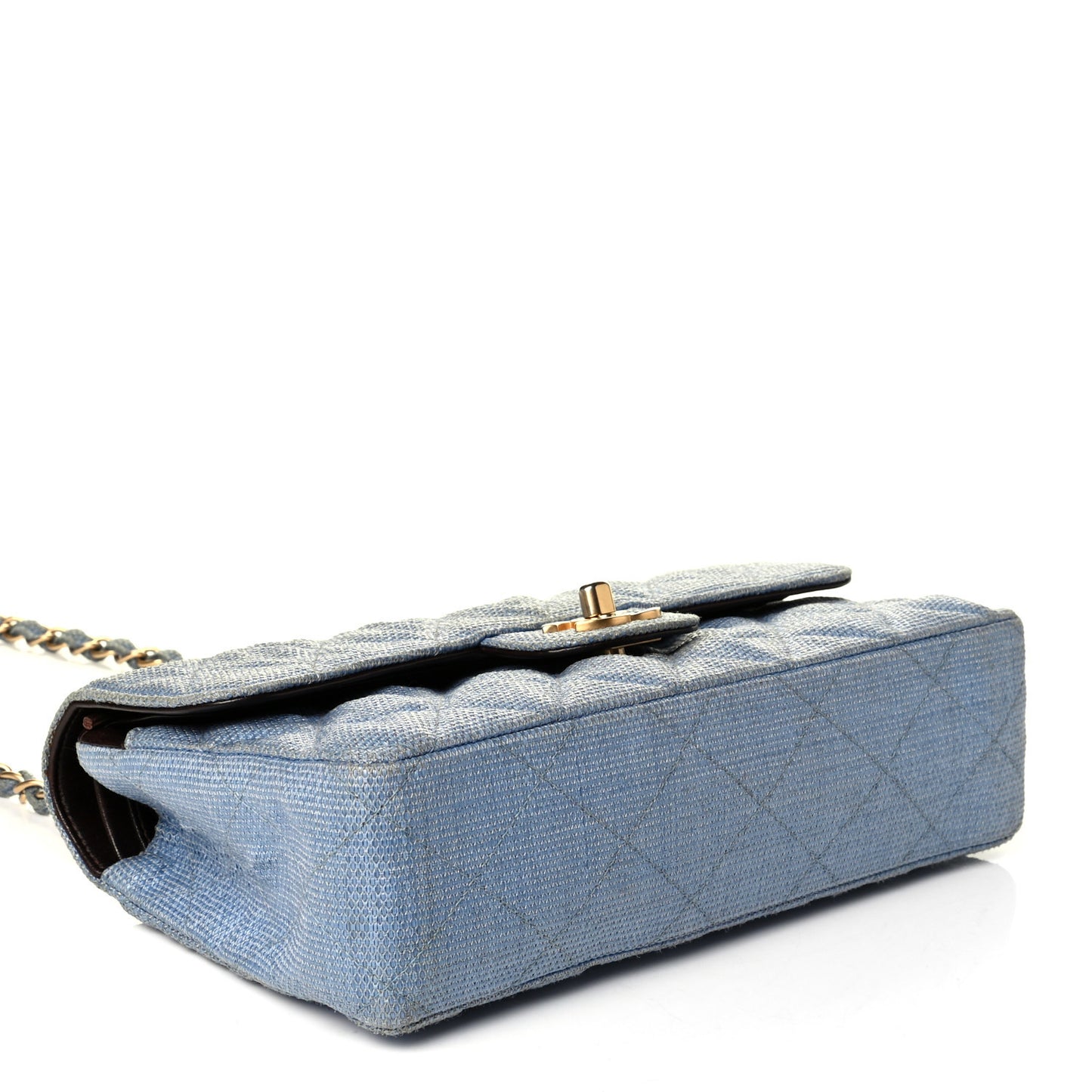 Tweed Quilted Small Double Flap Blue