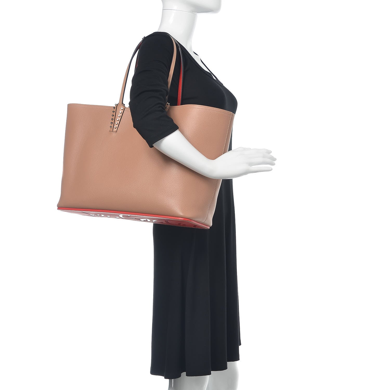 Christian Louboutin Calfskin Spikes East West Cabata Tote Nude 2 of 13