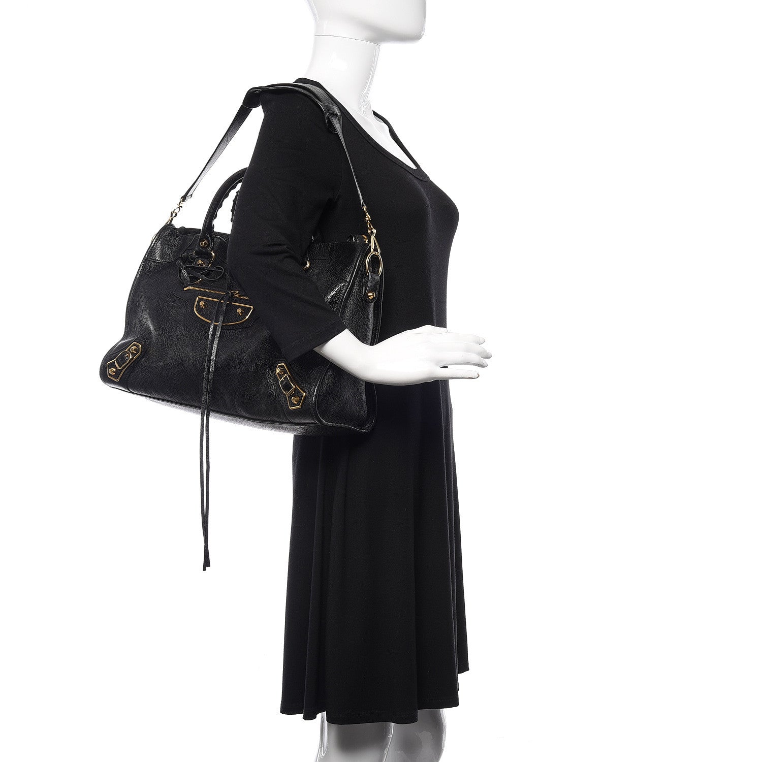 Balenciaga Chevre Gold Metallic Edge Hardware City Black 2 of 12