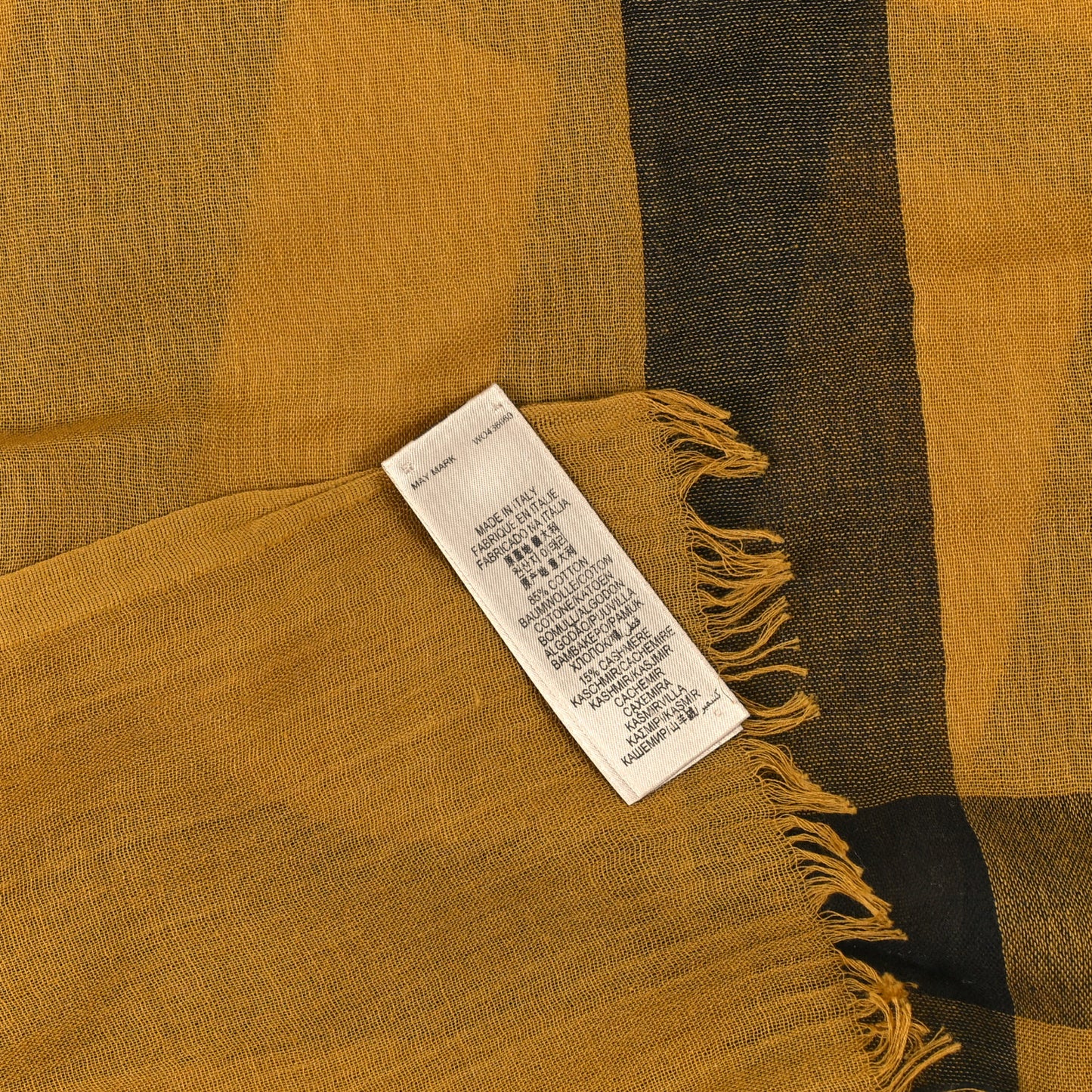 Linen Cotton Mega Check Scarf Yellow