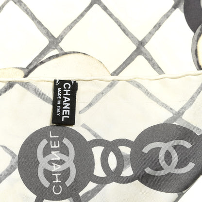 Chanel Silk Camellia CC Square Scarf Ivory 3 of 5