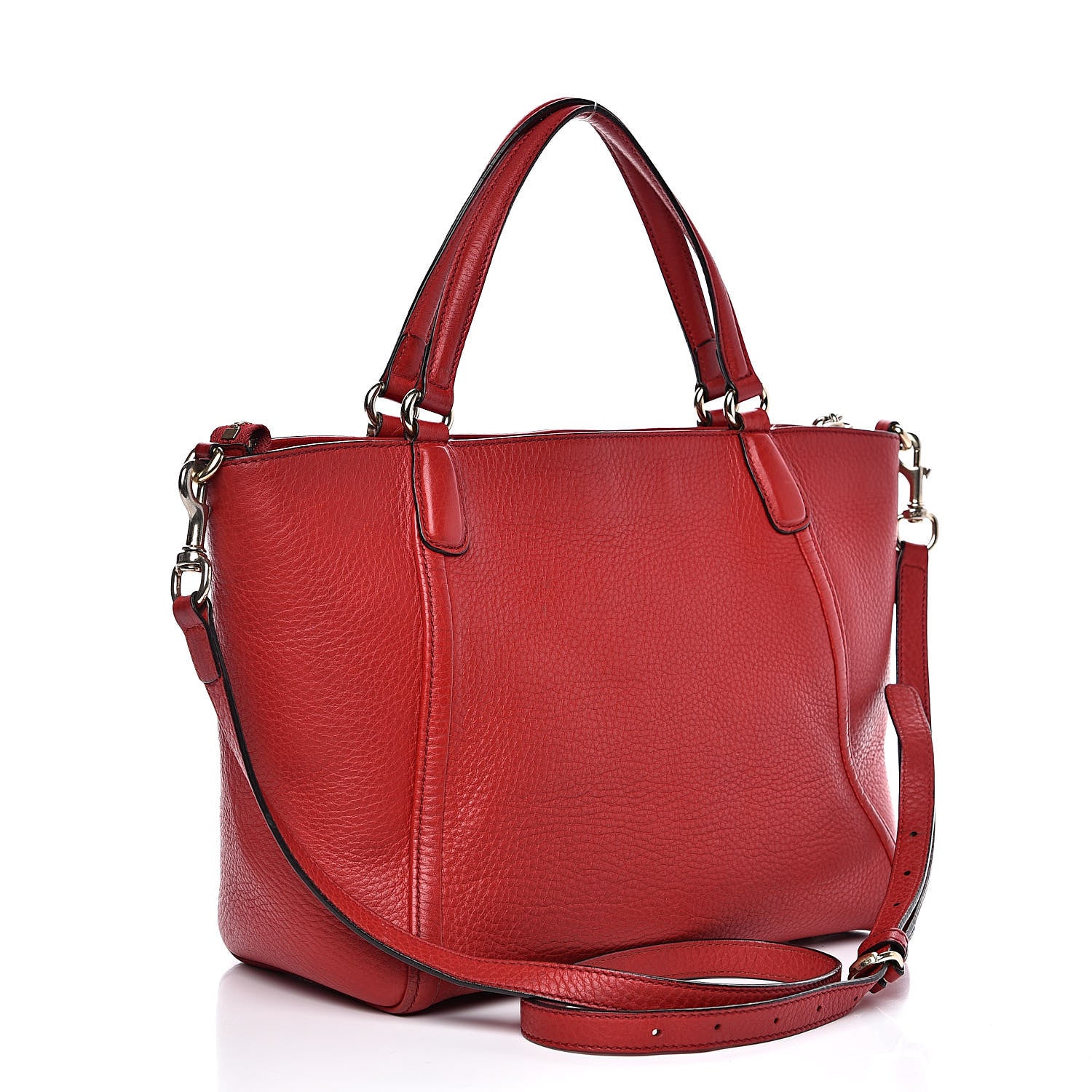 Gucci Pebbled Calfskin Small Soho Top Handle Bag Red 3 of 24