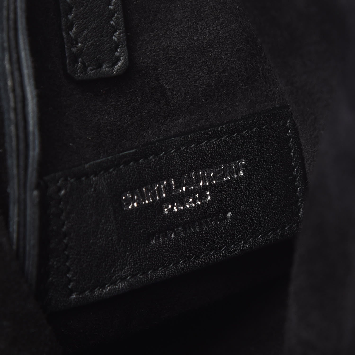 Saint Laurent Calfskin Crocodile Embossed Anita Tassed Crossbody Bag Black 6 of 7