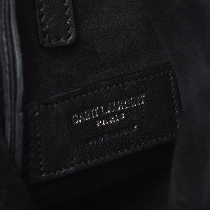 Saint Laurent Calfskin Crocodile Embossed Anita Tassed Crossbody Bag Black 6 of 7