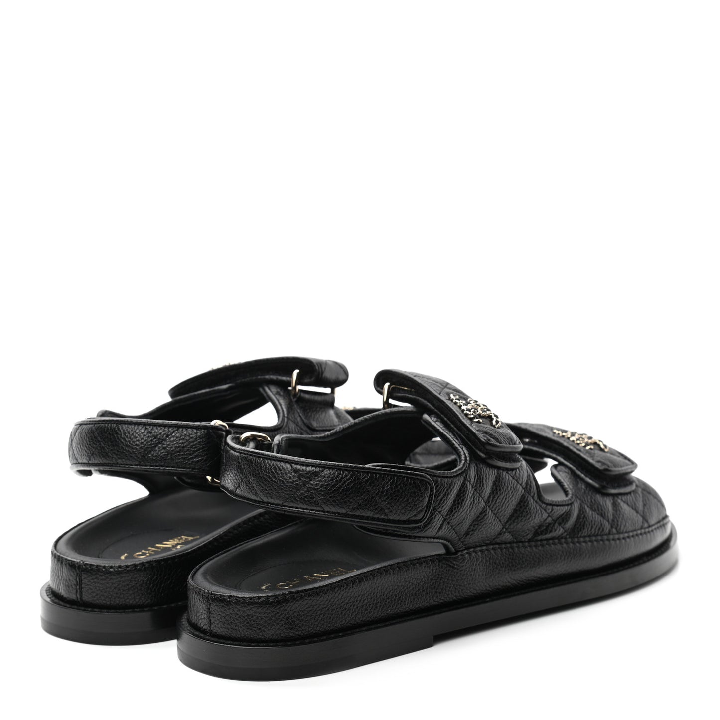 Grained Calfskin Velcro Dad Sandals 37.5 Black