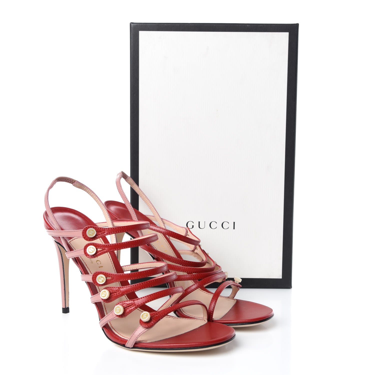 Gucci Malaga Kid Aneta Ladder-Strap 95mm Sandals 38 Carmine Rose 10 of 10