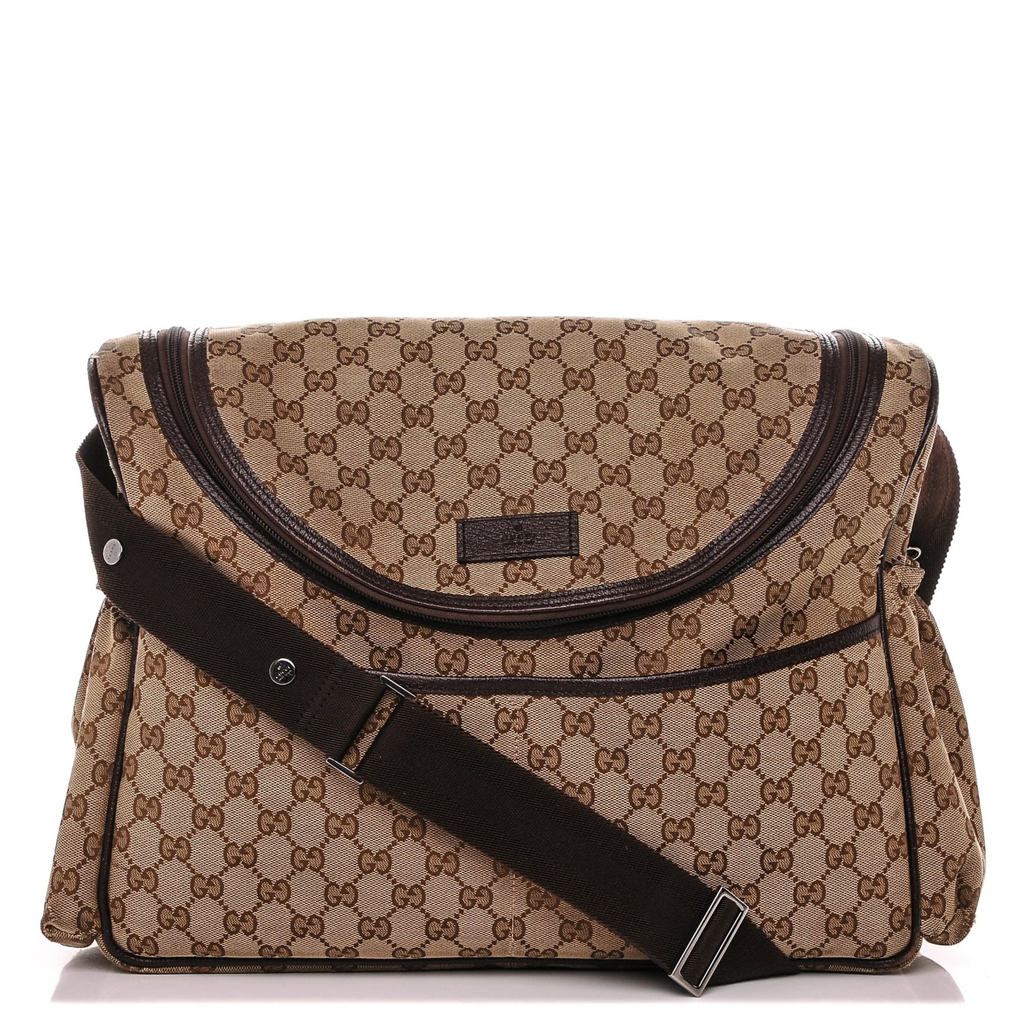 Monogram Natural Pigskin Large Diaper Bag Beige Ebony Cocoa Dark Chocolate