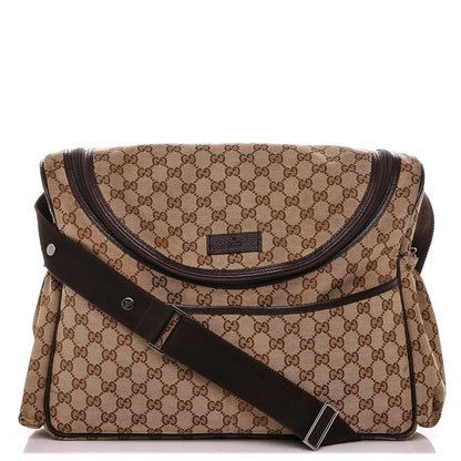 Gucci Monogram Natural Pigskin Large Diaper Bag Beige Ebony Cocoa Dark Chocolate 1 of 11