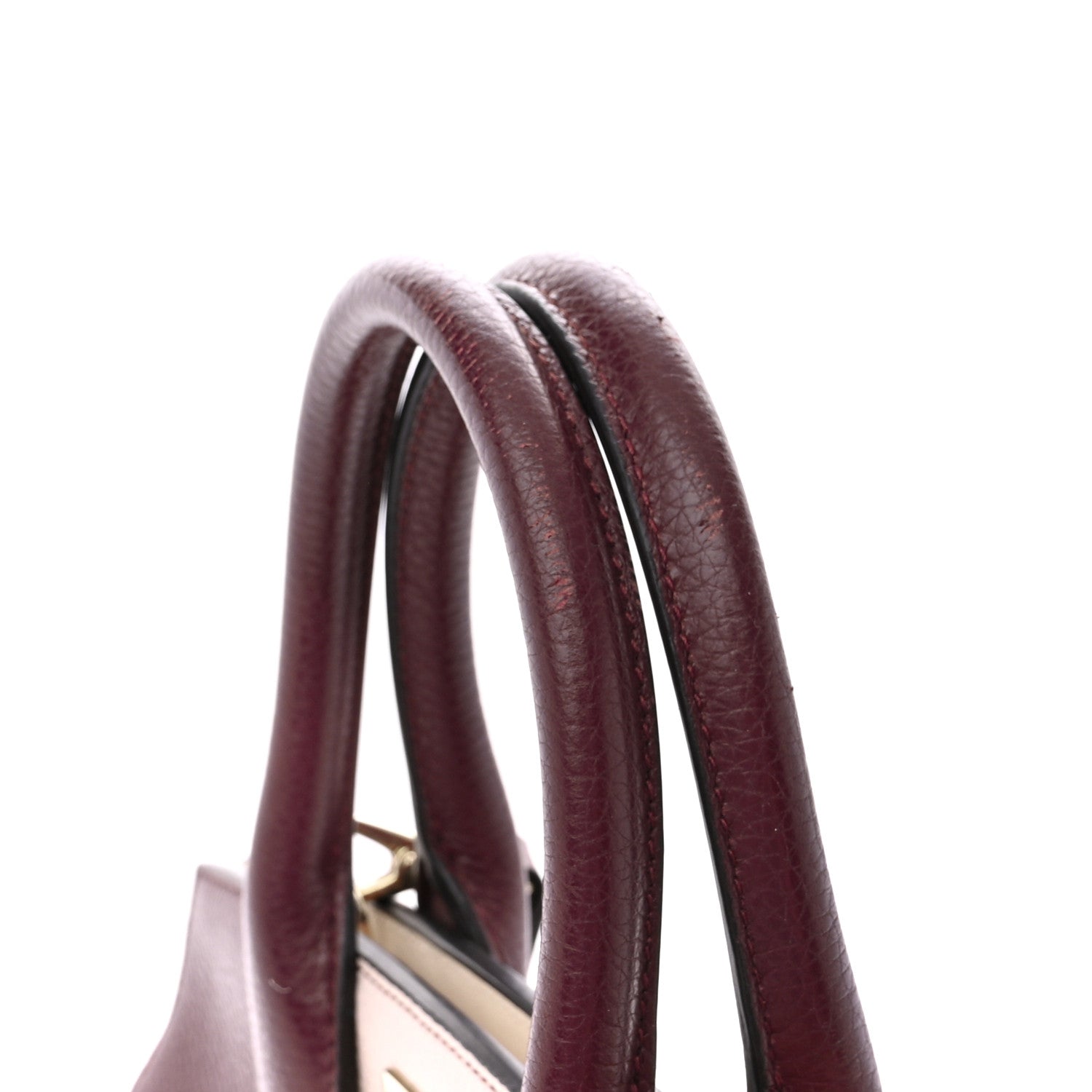 Salvatore Ferragamo Grained Calfskin Studio Top Handle Bag Burgundy Beige 14 of 15