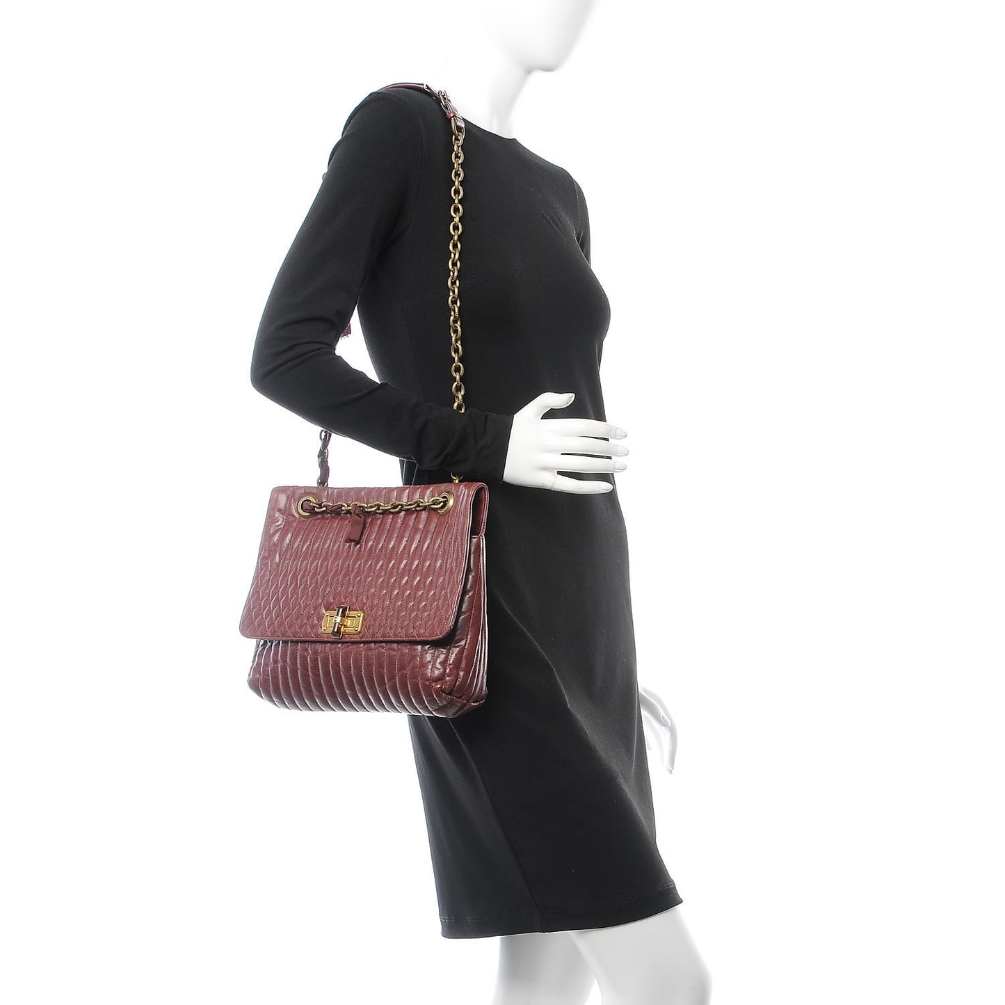 Soft Calfskin Quilted Medium Happy Shoulder Bag Bordeaux
