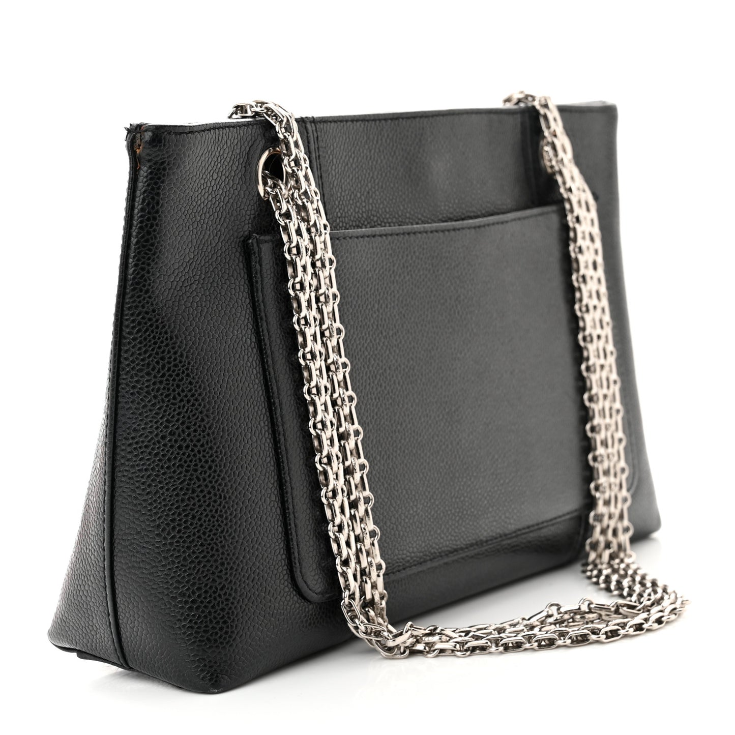 Grained Calfskin Bijoux Chain Shoulder Bag Black