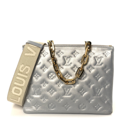 Louis Vuitton Metallic Lambskin Embossed Monogram Coussin PM Silver 1 of 12