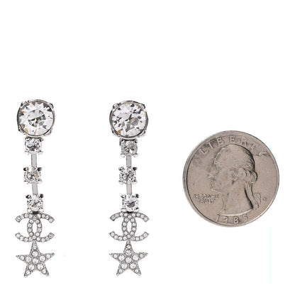Chanel Crystal Starfall Drop CC Earrings Silver 2 of 4