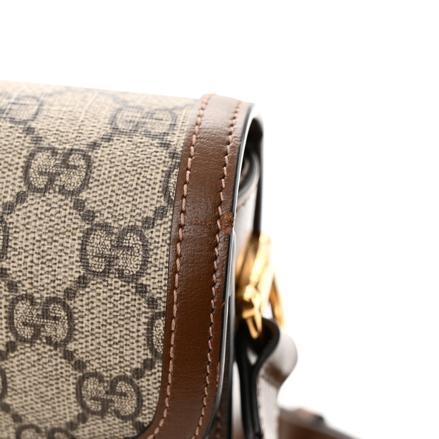 GG Supreme Monogram Horsebit 1955 Shoulder Bag Beige Brown Sugar