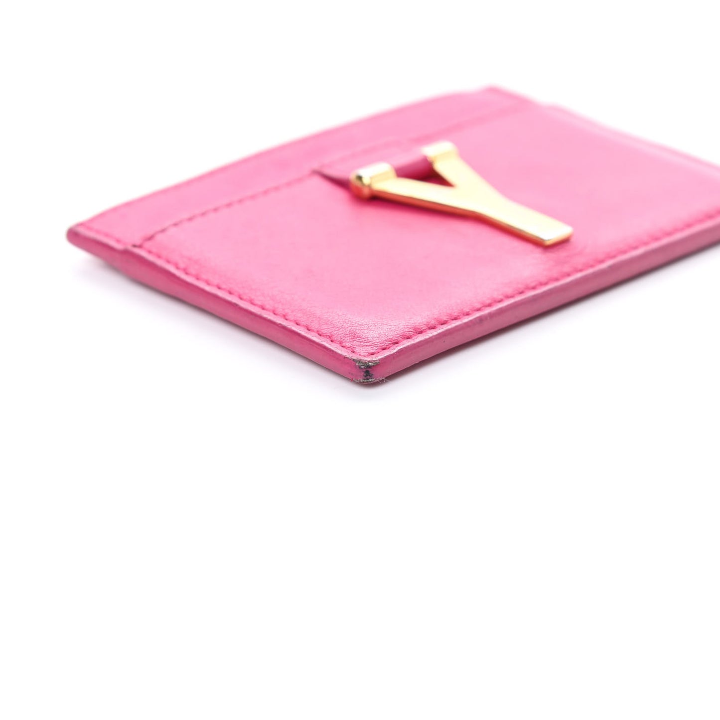 Calfskin Classic Y Card Case Fuchsia
