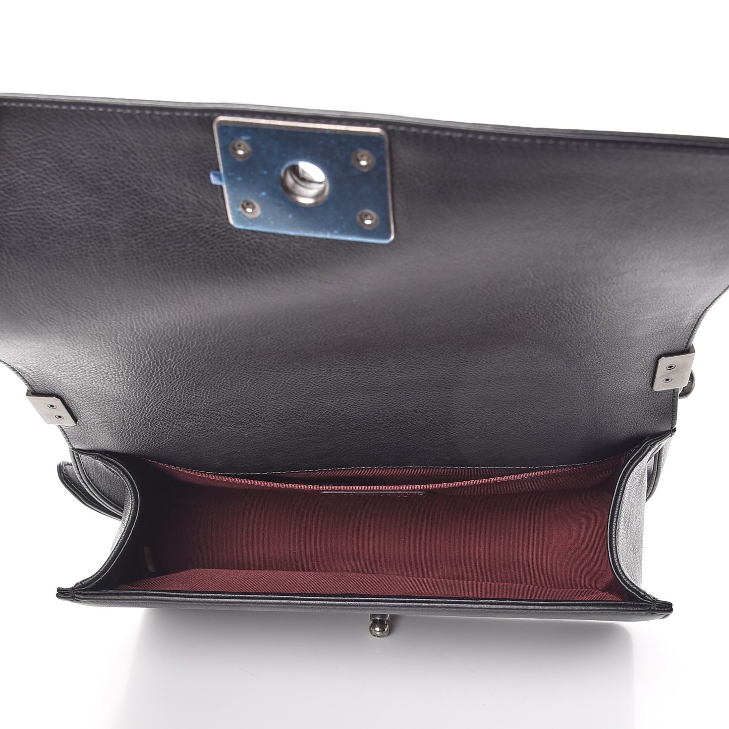 Calfskin Double Stitch Medium Boy Flap Black