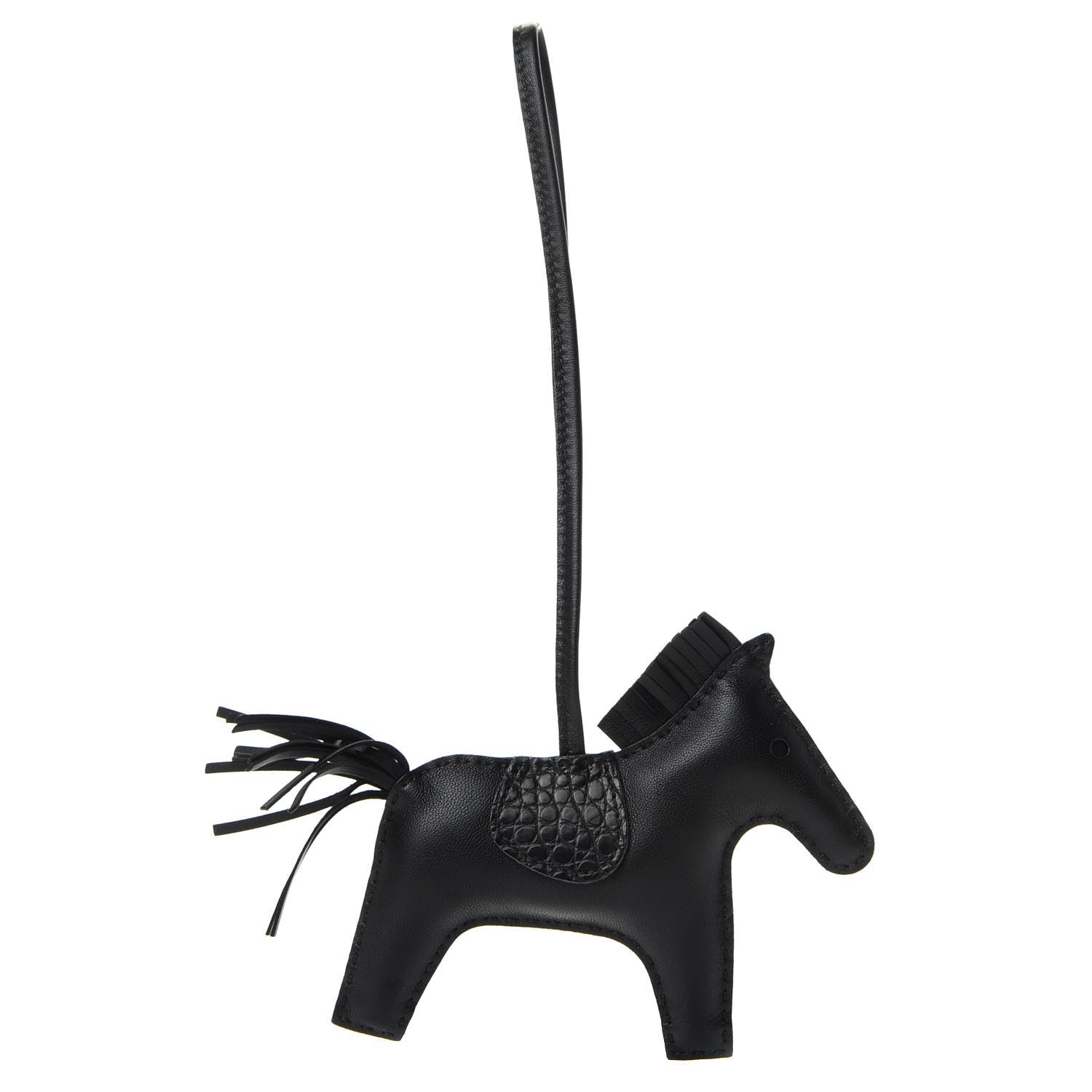 Hermes Milo Lambskin Matte Alligator Touch Grigri Rodeo Horse Bag Charm MM So Black 1 of 4